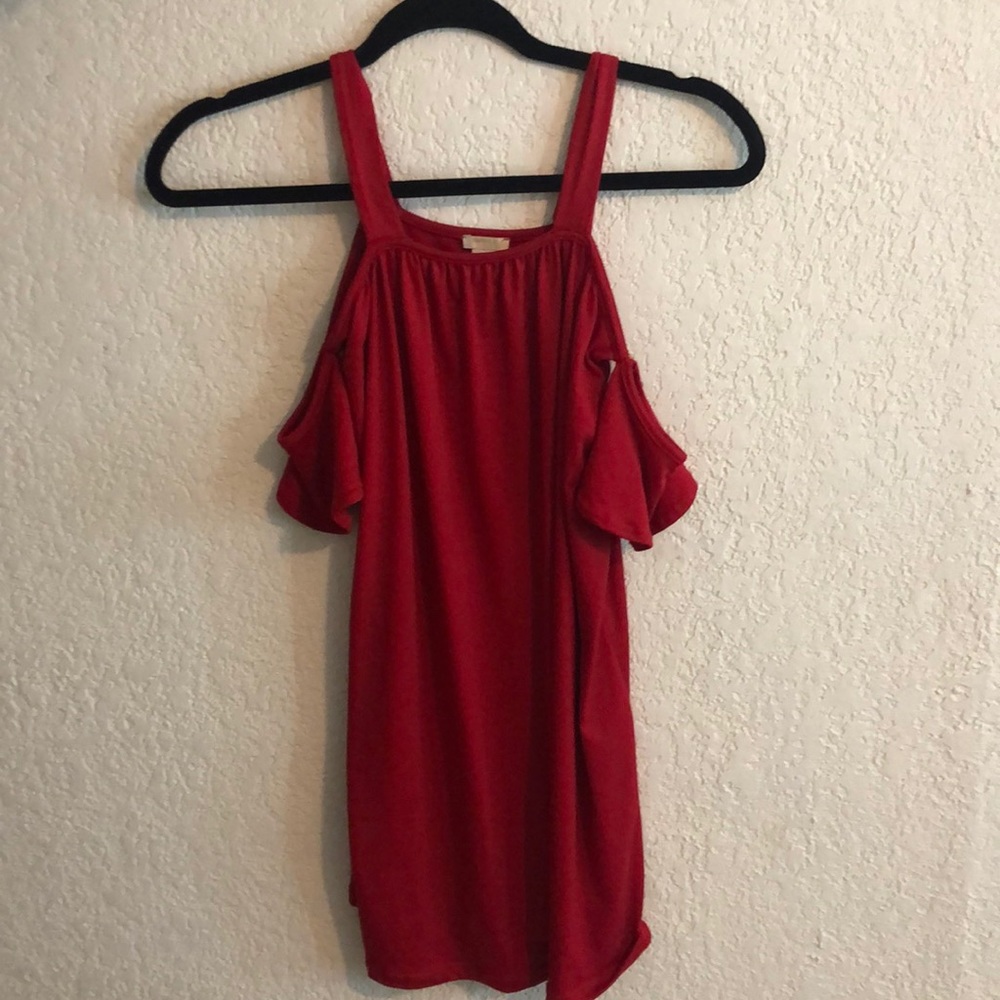 Red Flowy Shirtdress